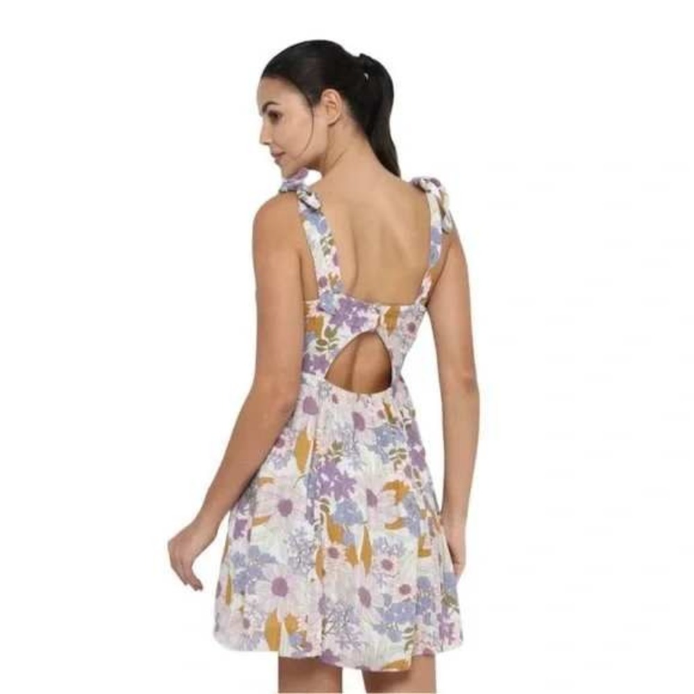 American Eagle Floral Corset Mini Dress Large Open Back Tie Strap Festival Boho